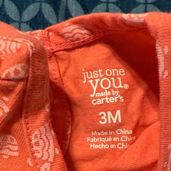 Carter's Coral Romper with White Paisley - Picture 3 of 4